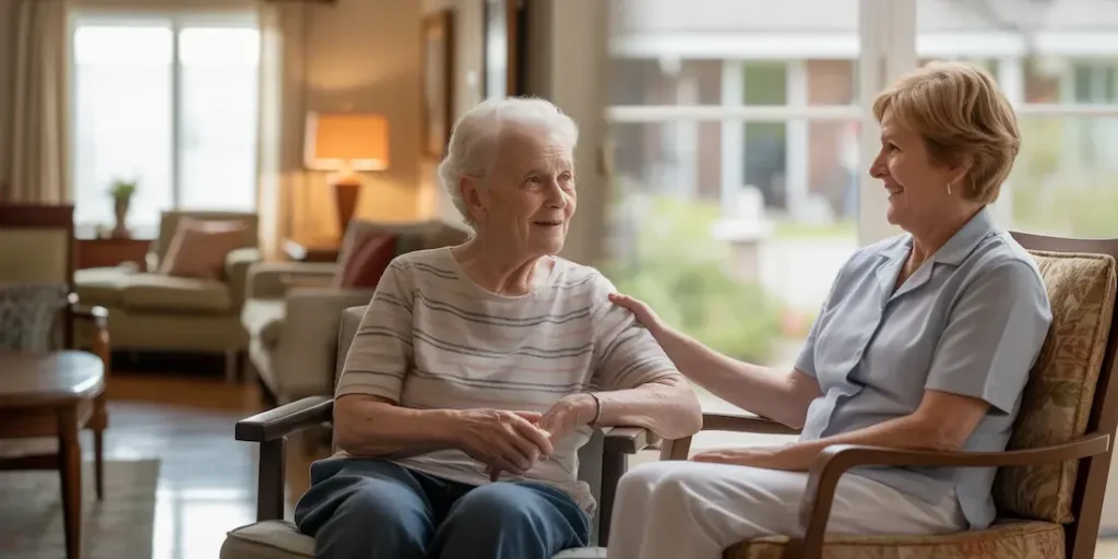 Discussing aging in place vs. assisted living.