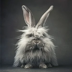 An interesting looking furry rabbit.