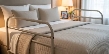 standard bed rails on a bed