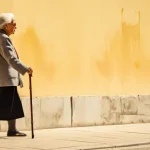 Seniors: Learn The Side Effects Of Using A Cane A senior woman walks down a sunny sidewalk. She is using a cane.