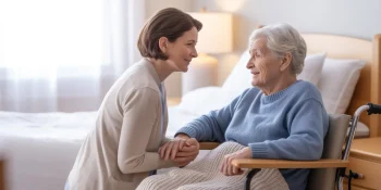 Safe techniques on transferring a senior from bed to chair.