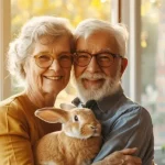 Hopping into Happiness: Are Rabbits the Perfect Seniors' Companion? senior couple with their pet rabbit