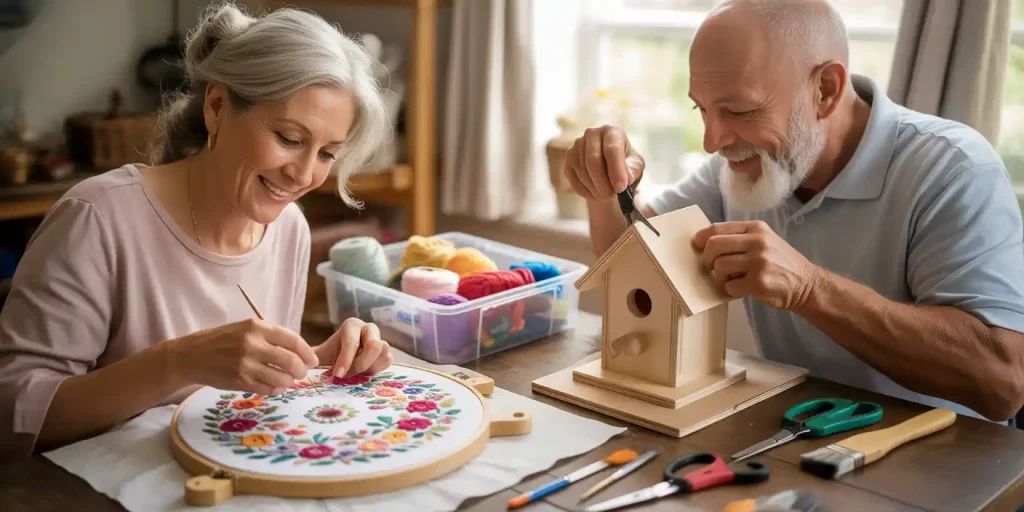 senior adults enjoying crafts