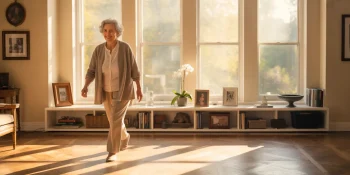 Woman in her decluttered home.