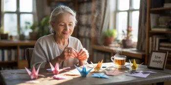 Senior woman enjoying some easy crafts for seniors.