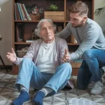 helping elderly up off the floor