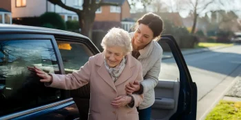 helping seniors into out of car
