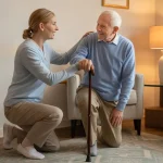 Step by step guide on how to lift an older adult from the floor.