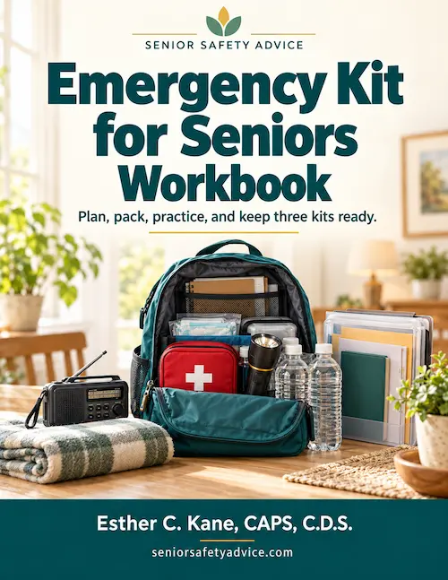 How to build an emergency kit for seniors workbook cover