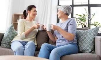 adult daughter and her older mother