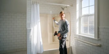 install grab bar in fiberglass shower