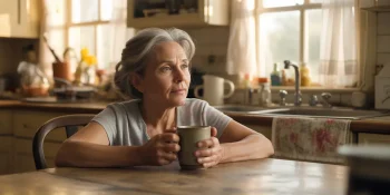 Female family caregiver contemplating her role once caregiving is completed.