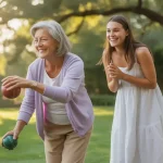 Safe Summer Activities for Seniors Who Want to Stay Active Senior mother and daughter enjoying outdoor summer game