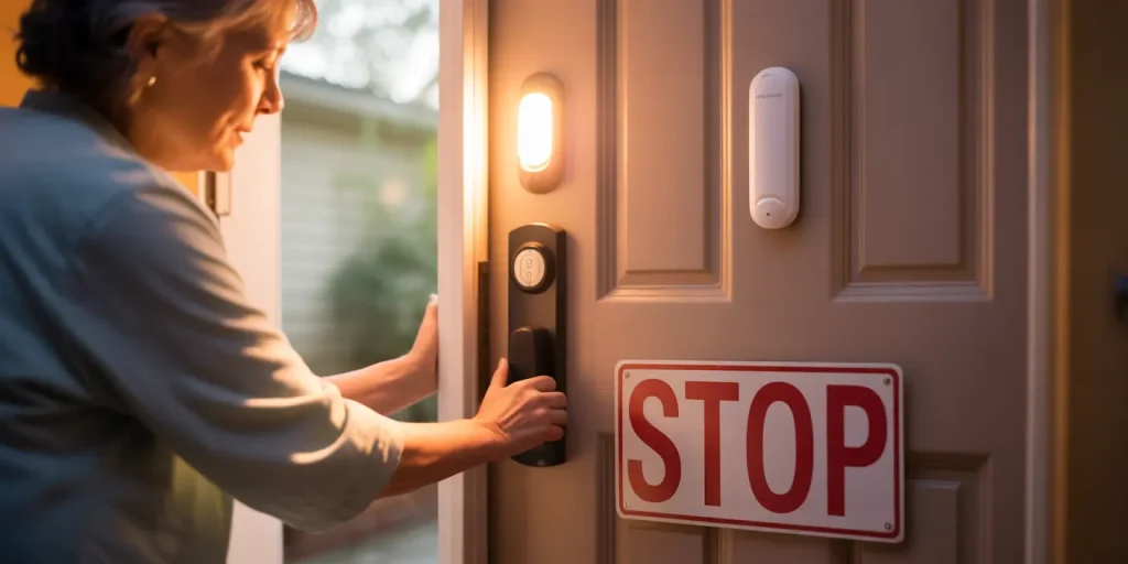 Ways to secure doors in homes for seniors with dementia.
