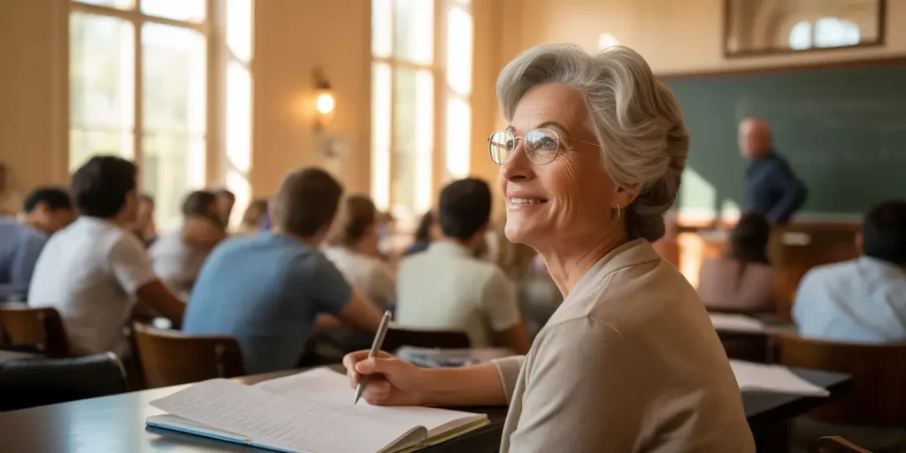 Senior woman auditing college classes