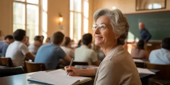 Senior woman auditing college classes