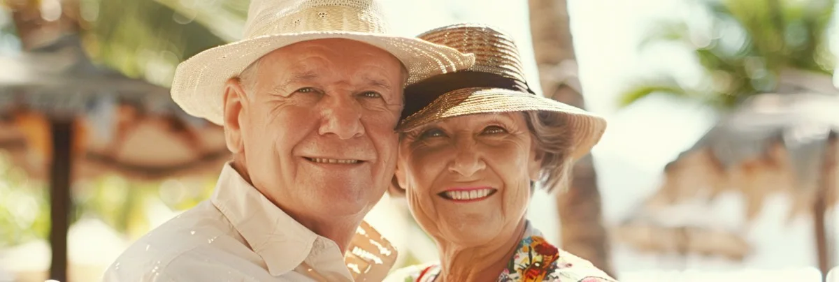 senior couple with health issues traveling