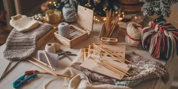 senior crafting christmas gifts