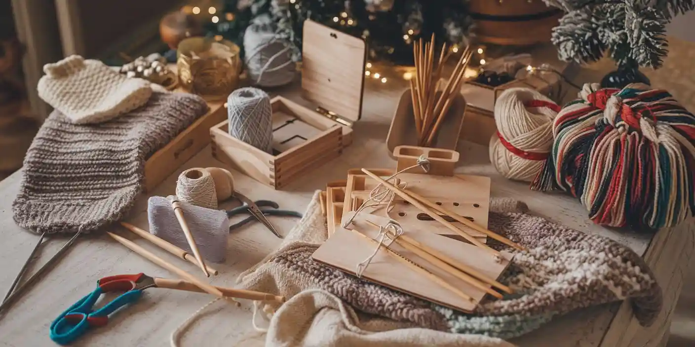 senior crafting christmas gifts