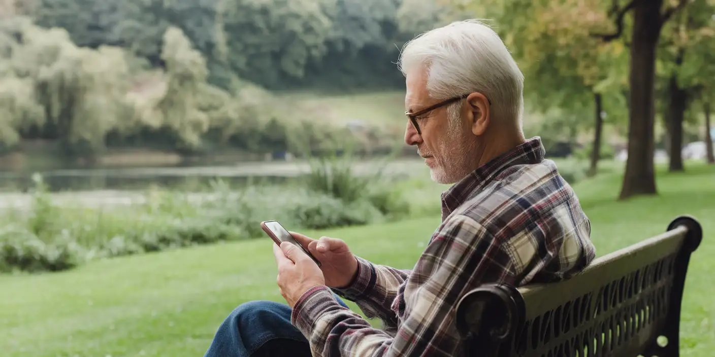 senior man using smartphone