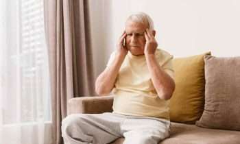 a senior man with a possible concussion