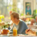 seniors with dementia in craft room