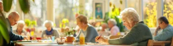 seniors with dementia in craft room