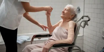 showering senior person