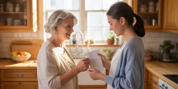 Senior mother and daughter planning aging in place