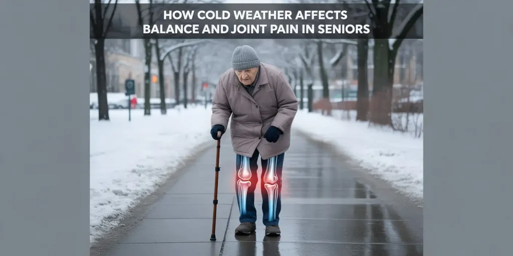 Senior man feeling joint pain due to the cold weather.