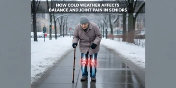 Senior man feeling joint pain due to the cold weather.